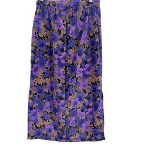 Notations Floral Prairie Skirt L Purple Maxi Boho Western Dainty Preppy Classic